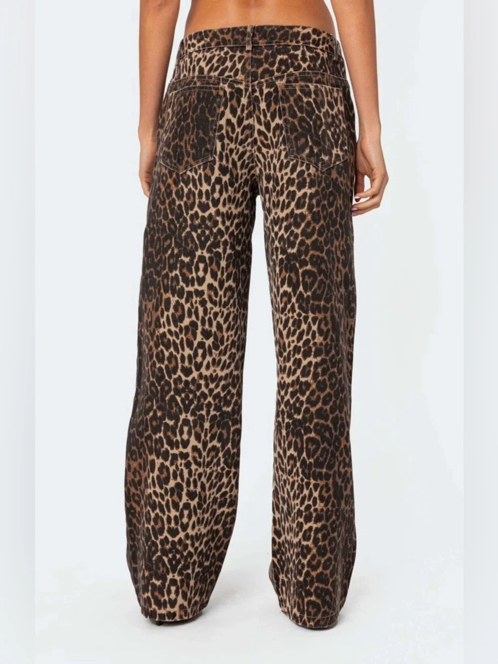 Edikted Leopard Print Low Rise Wide-Leg Pants Size Small - Picture 2 of 7